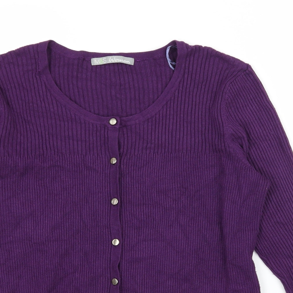 Marks and Spencer Womens Purple  Knit Cardigan Jumper Size 16