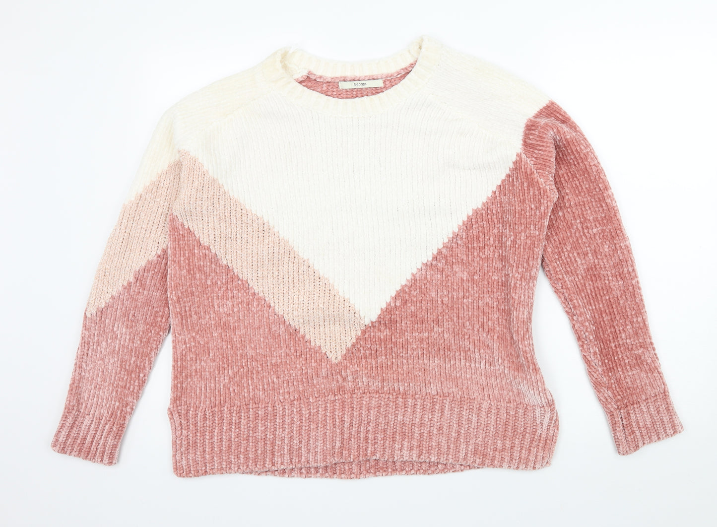 George Womens Pink Geometric Knit Pullover Jumper Size 14