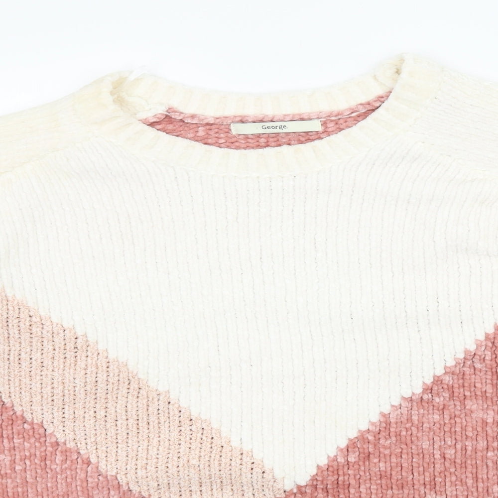 George Womens Pink Geometric Knit Pullover Jumper Size 14