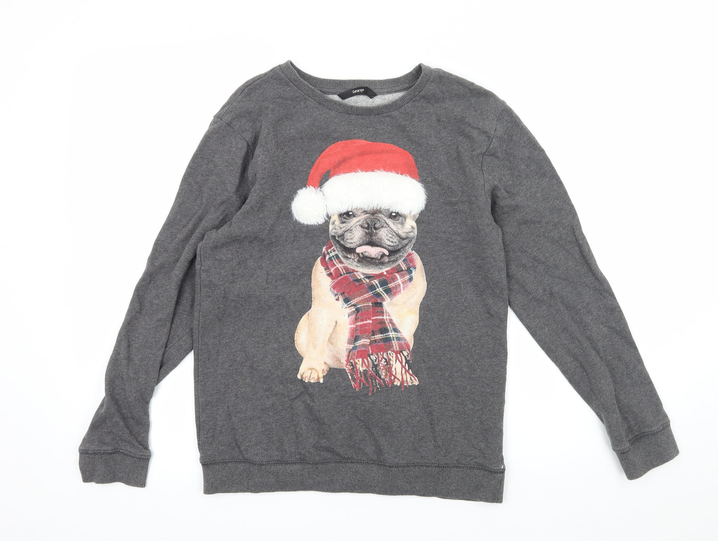 George Boys Grey  Jersey Pullover Sweatshirt Size 11-12 Years  - Christmas Frenchie