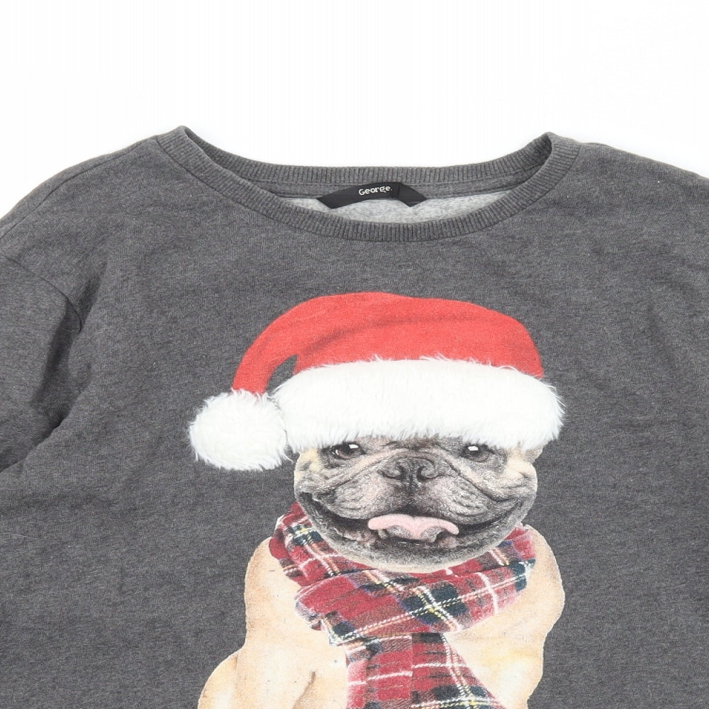 George Boys Grey  Jersey Pullover Sweatshirt Size 11-12 Years  - Christmas Frenchie