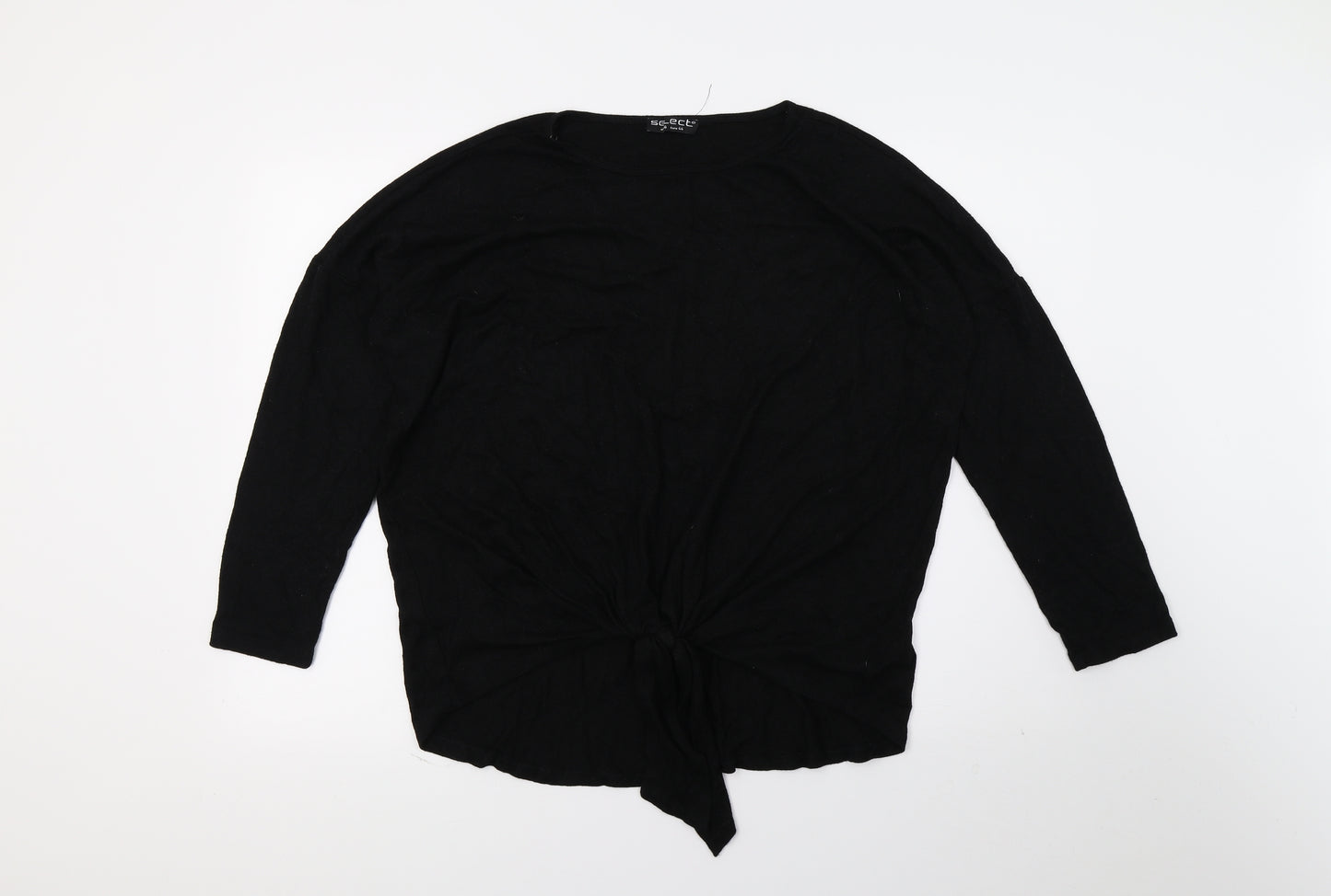 Select Womens Black  Knit Basic T-Shirt Size 16