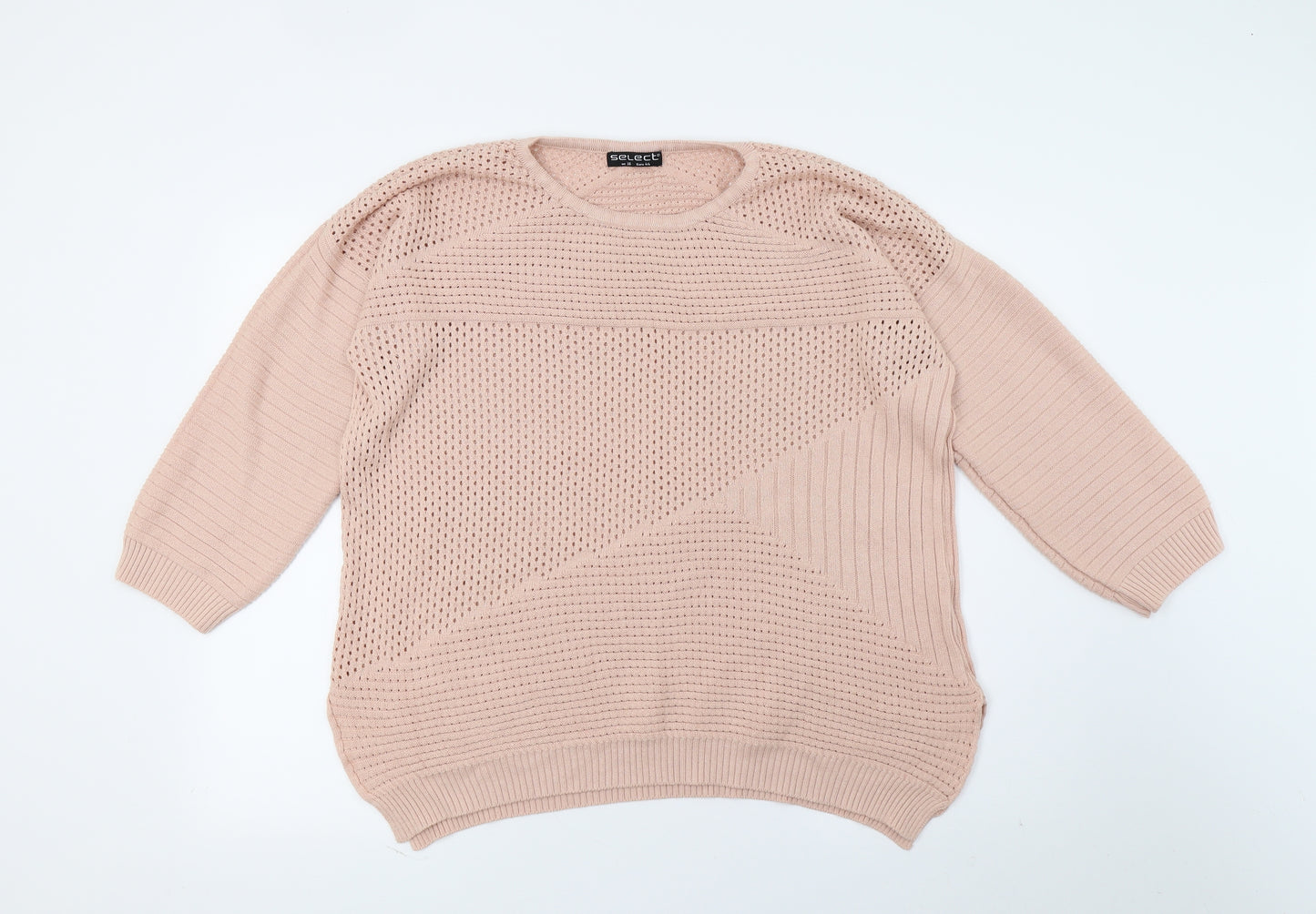 Dorothy Perkins Womens Pink Geometric Knit Pullover Jumper Size 16