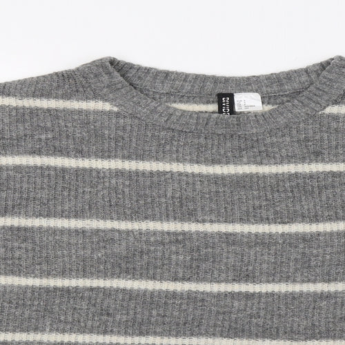 H&M Womens Grey Striped Knit Pullover Jumper Size 6