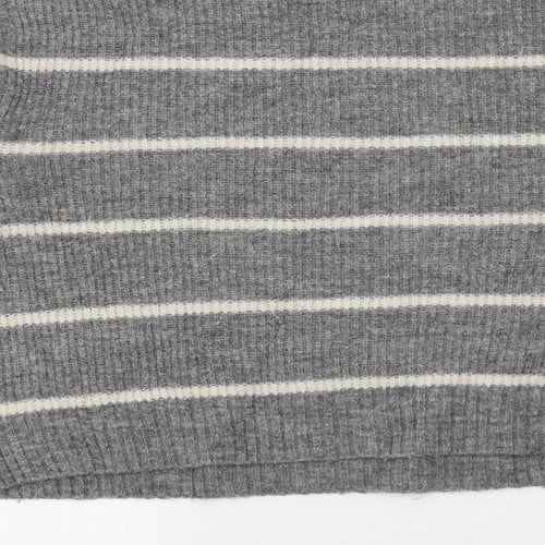 H&M Womens Grey Striped Knit Pullover Jumper Size 6