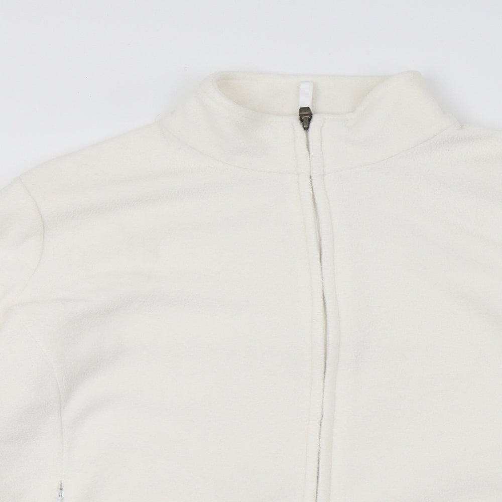 M&S Womens White  Fleece Full Zip Sweatshirt Size 16
