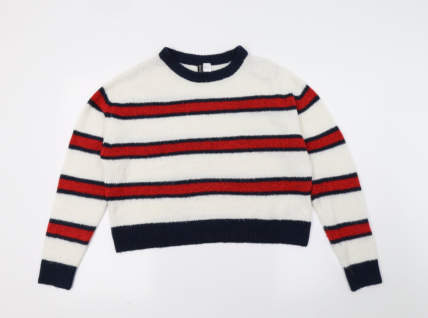 H&M Womens Multicoloured Striped Knit Pullover Jumper Size 10