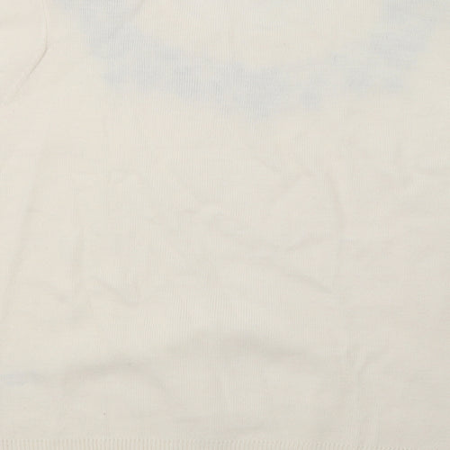 Berkertex Womens Ivory Floral Knit Basic T-Shirt Size 10