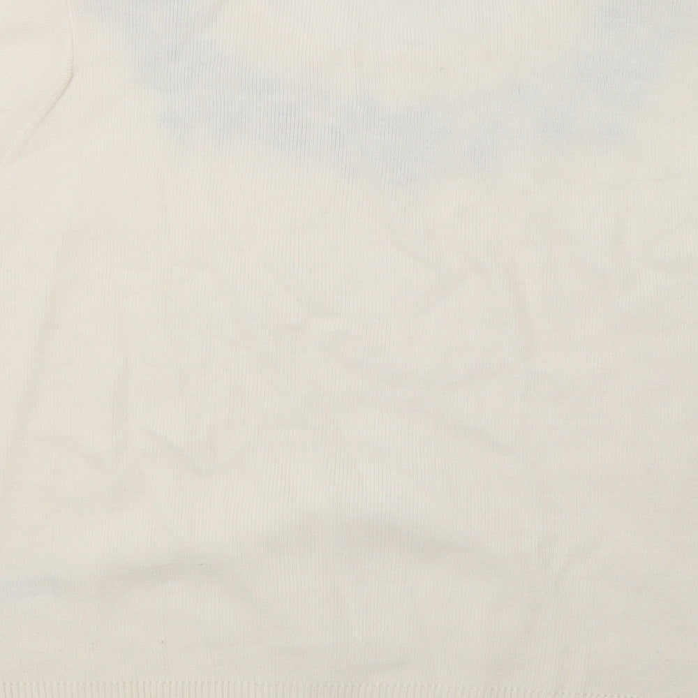 Berkertex Womens Ivory Floral Knit Basic T-Shirt Size 10