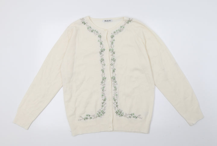 Berkertex Womens Ivory Floral Knit Cape Jumper Size 10