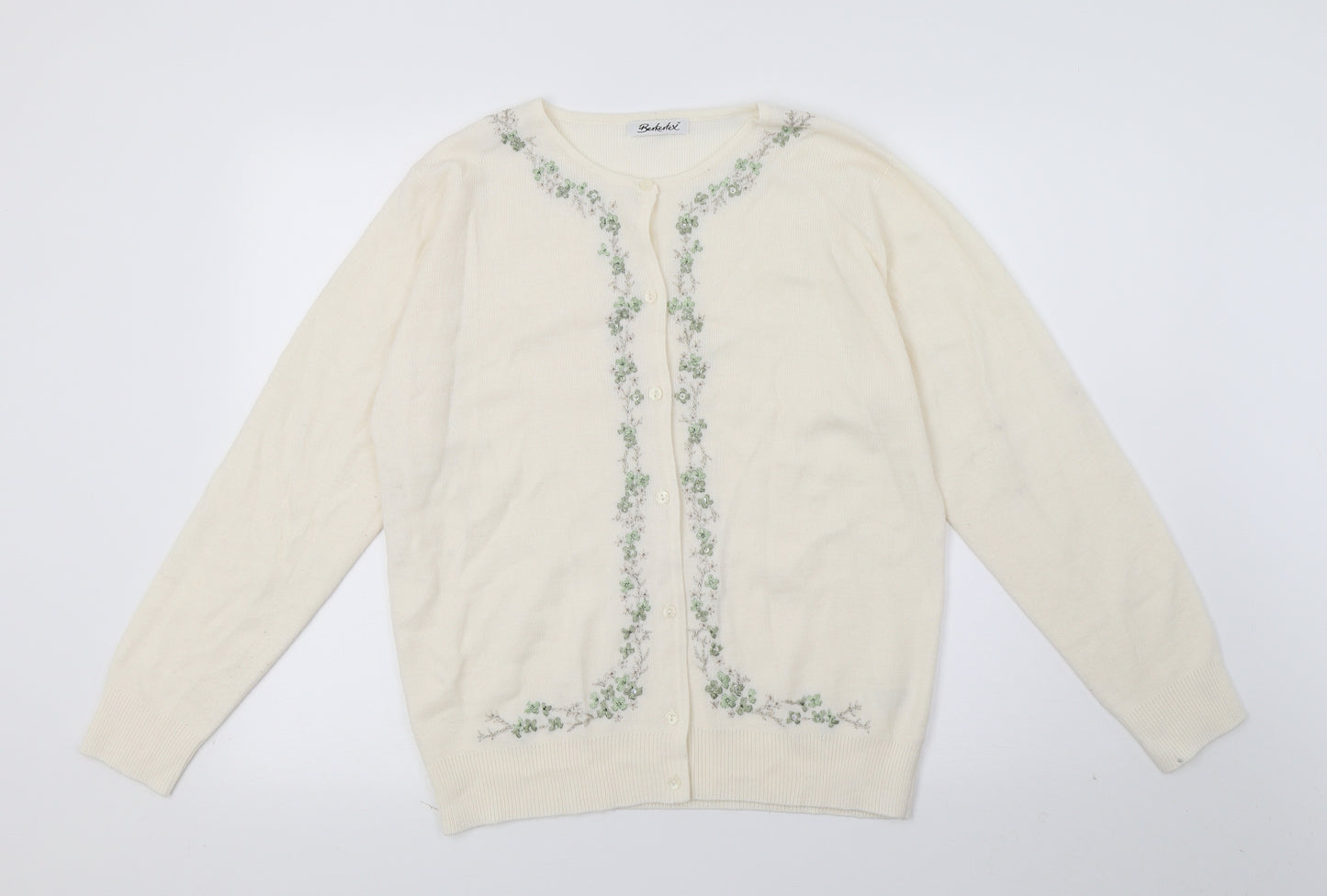 Berkertex Womens Ivory Floral Knit Cape Jumper Size 10