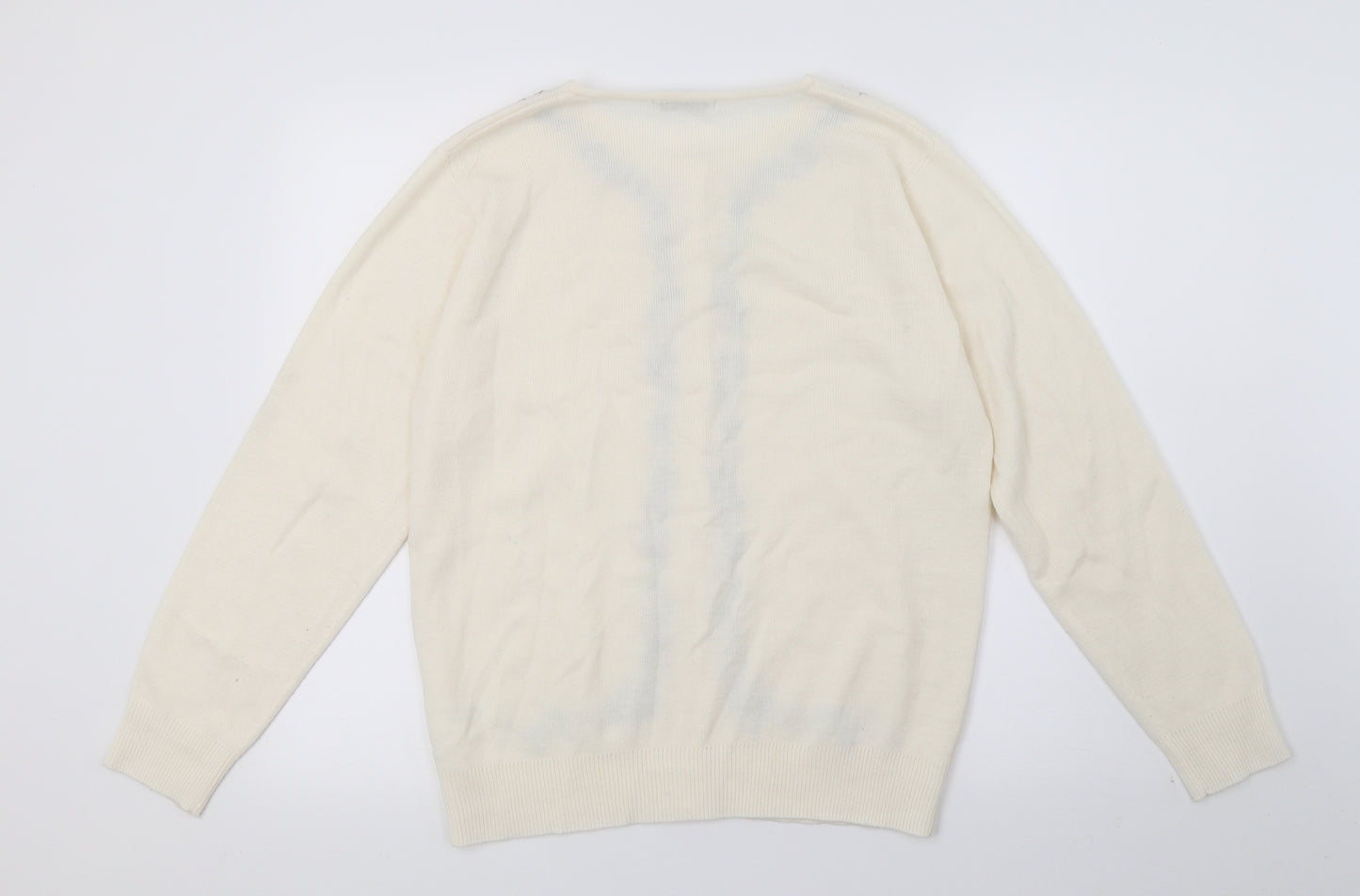 Berkertex Womens Ivory Floral Knit Cape Jumper Size 10