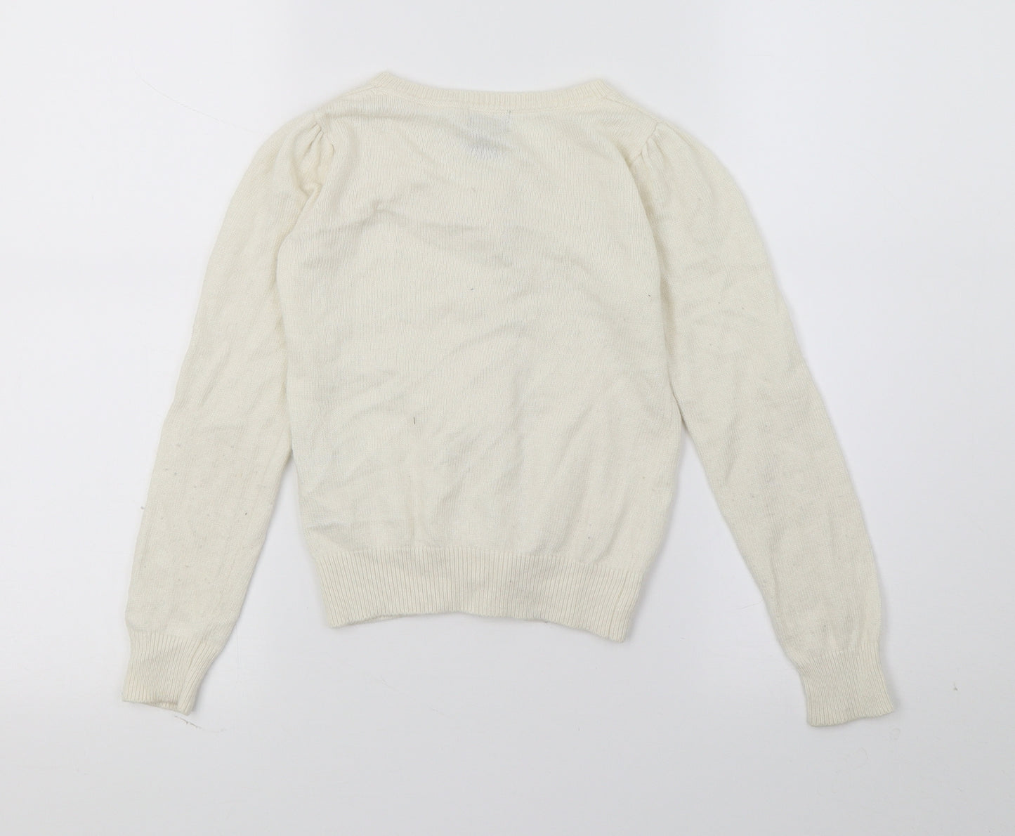 H&M Girls White  Knit Cardigan Jumper Size 8-9 Years