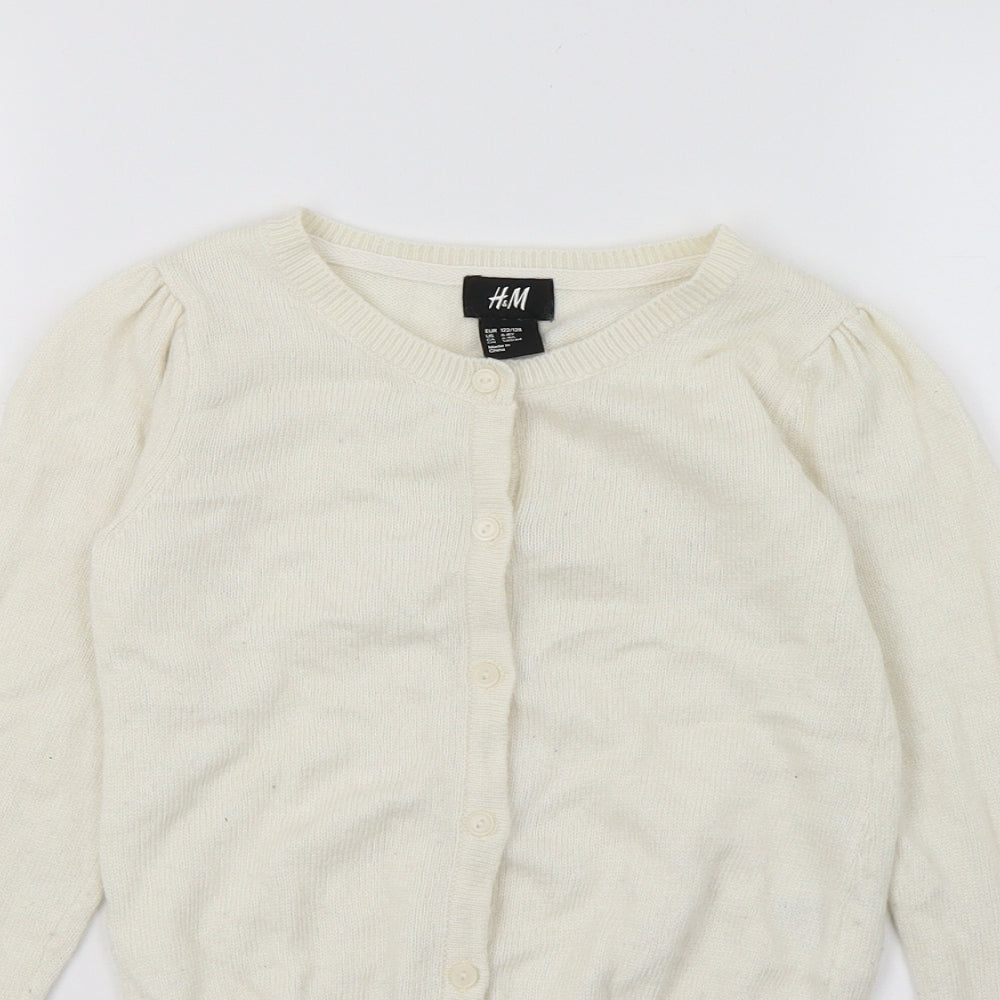 H&M Girls White  Knit Cardigan Jumper Size 8-9 Years