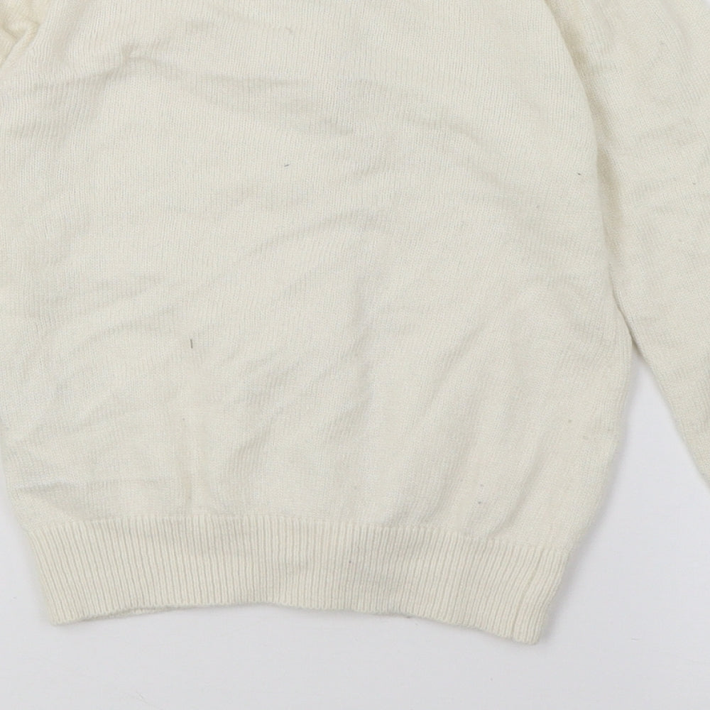 H&M Girls White  Knit Cardigan Jumper Size 8-9 Years