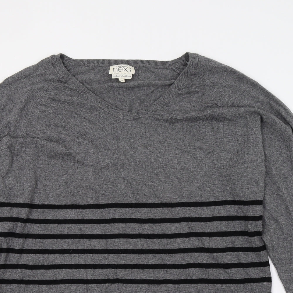 NEXT Womens Grey Striped Knit Pullover Jumper Size 16