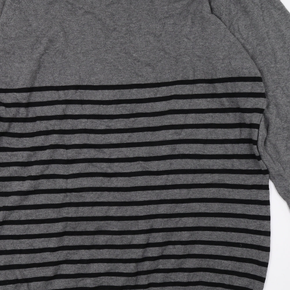NEXT Womens Grey Striped Knit Pullover Jumper Size 16