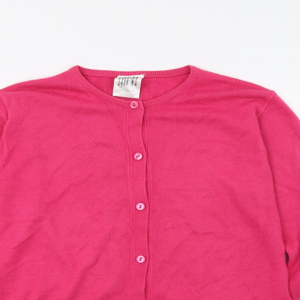 Girl Girls Pink  Knit Cardigan Jumper Size 13-14 Years