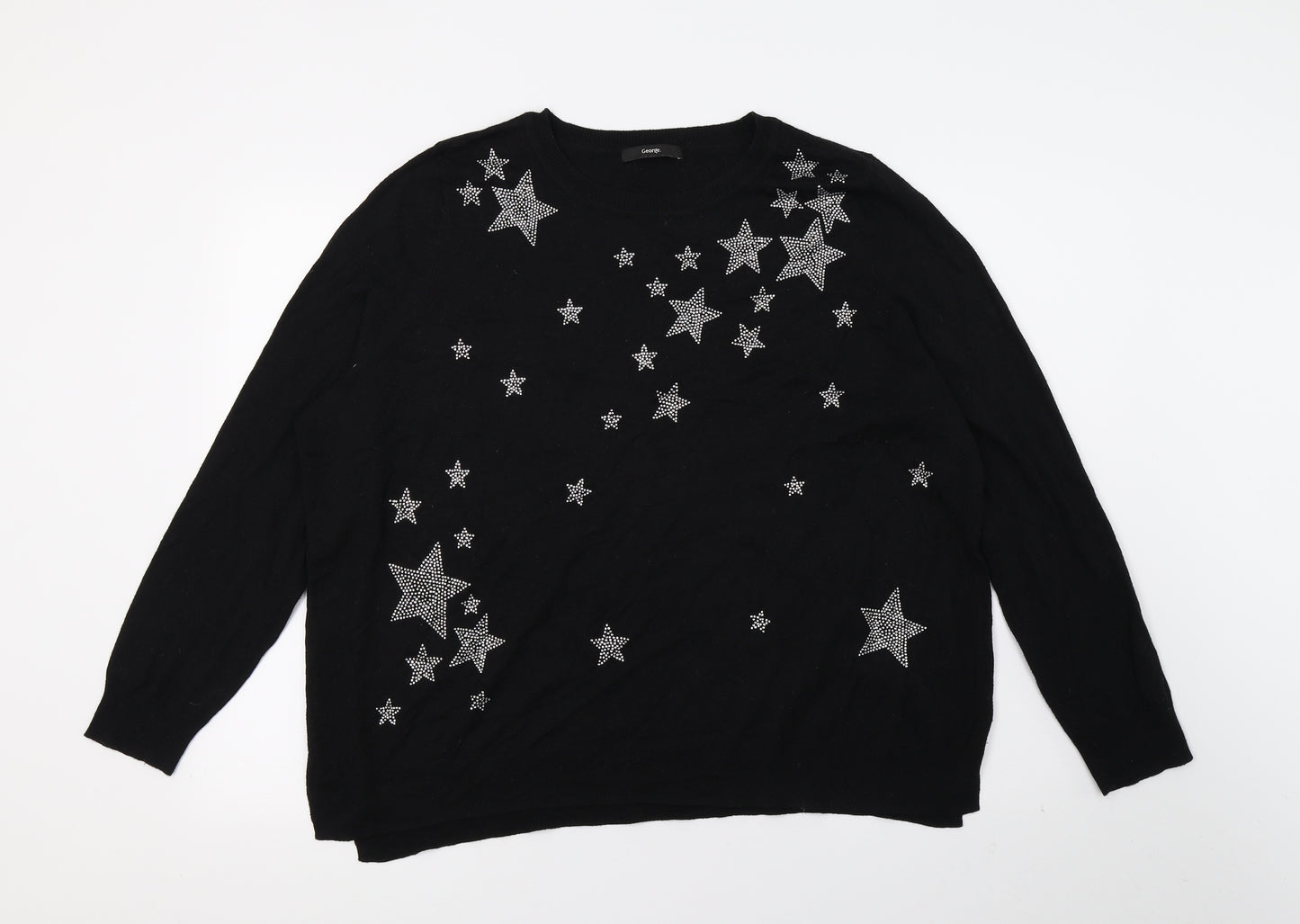 George Womens Black Geometric Knit Pullover Jumper Size 22  - STAR