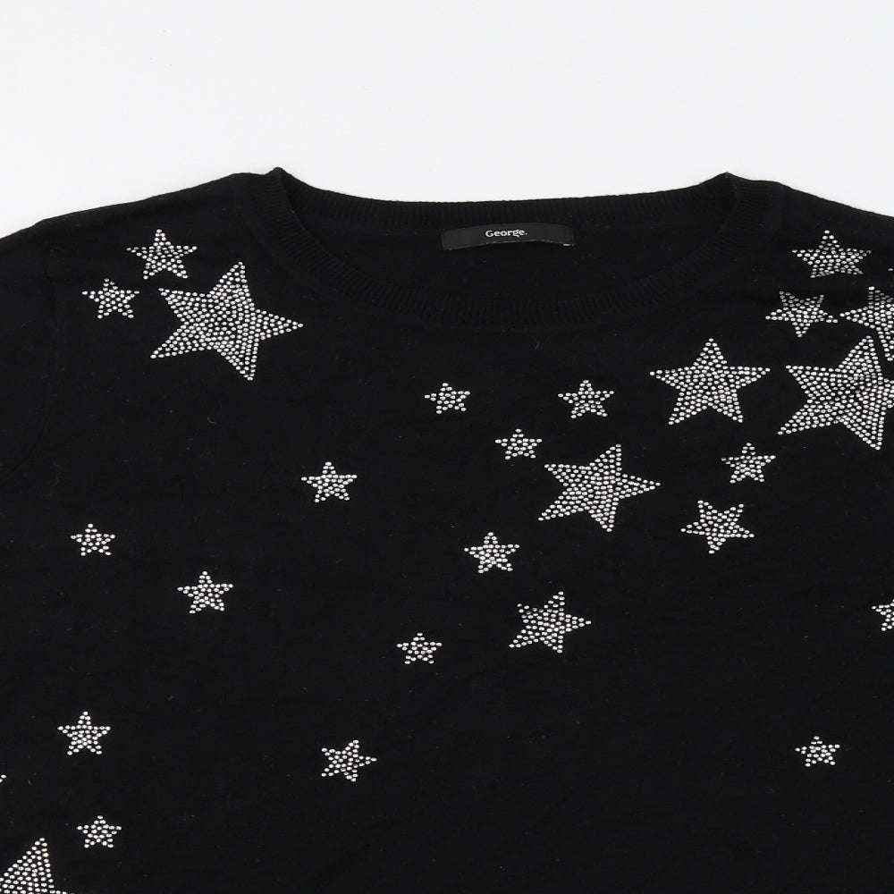 George Womens Black Geometric Knit Pullover Jumper Size 22  - STAR