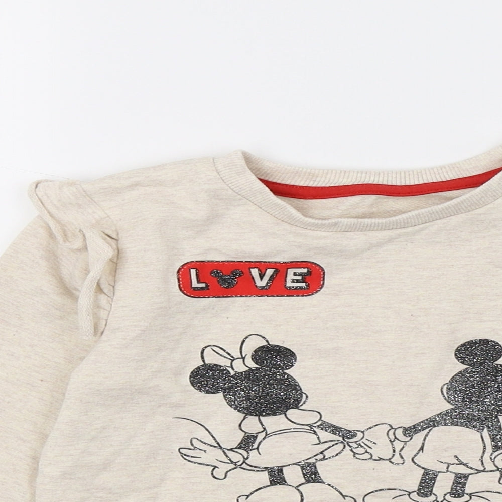 Disney Girls Ivory  Jersey Basic T-Shirt Size 4-5 Years  - minnie and mickey mouse