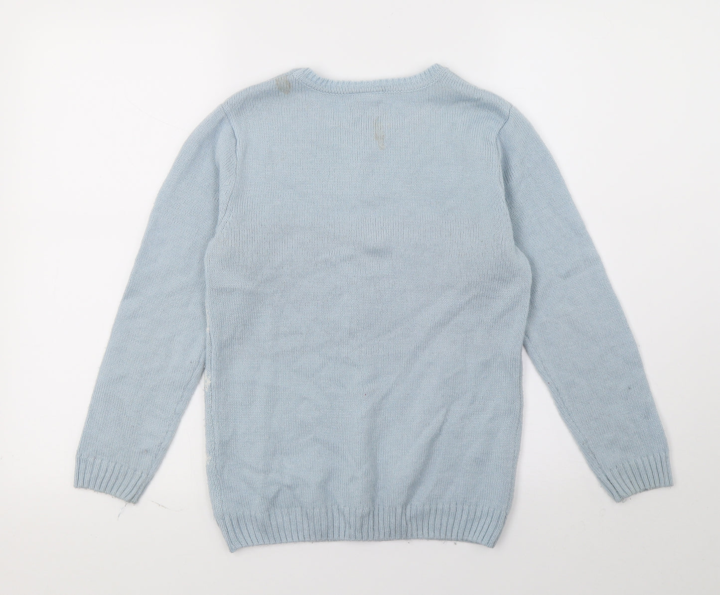 Grabal  Girls Blue Geometric Knit Pullover Jumper Size 9-10 Years  - Christams