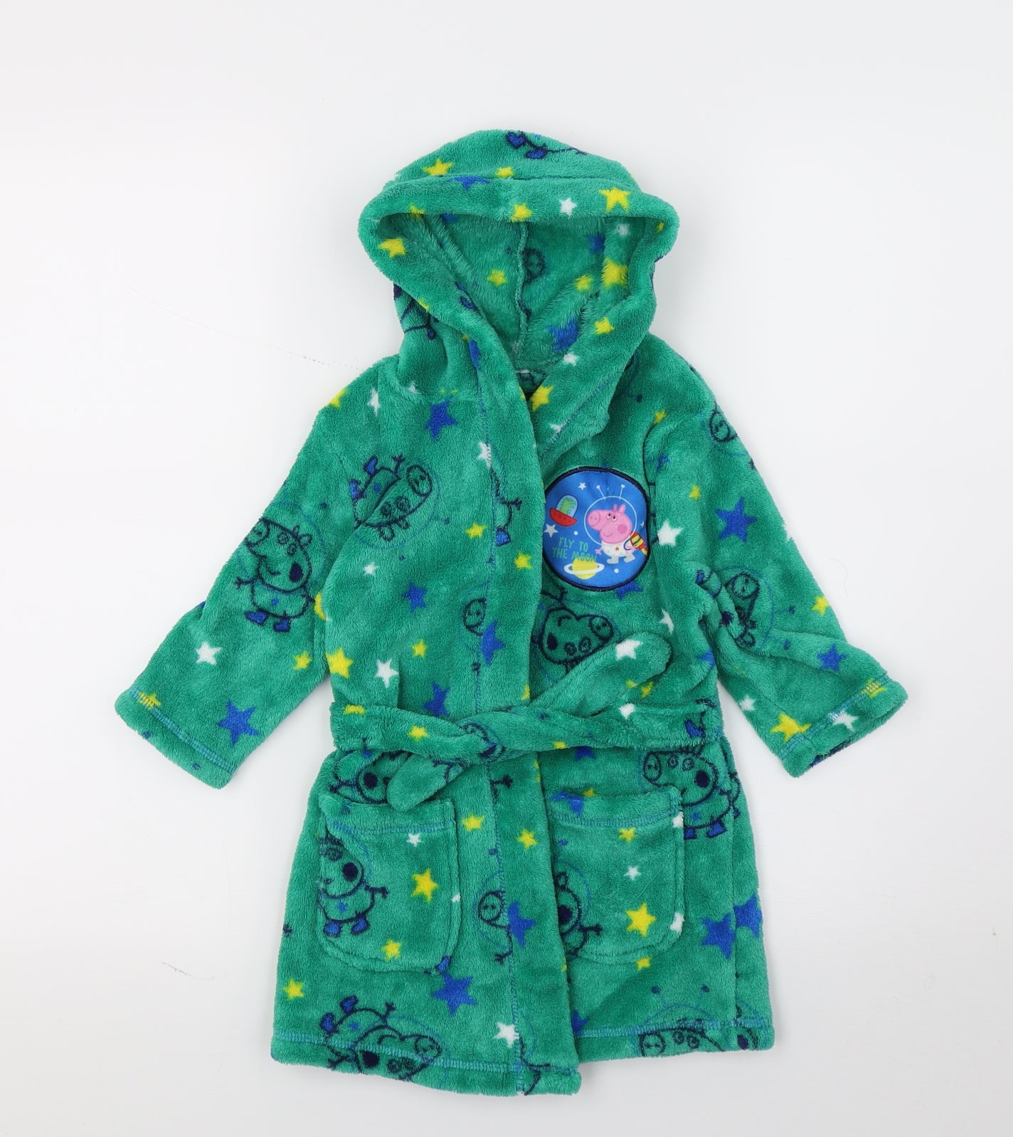 Mini Club Baby Green Geometric Fleece  Robe Size 12-18 Months  - Peppa Pig