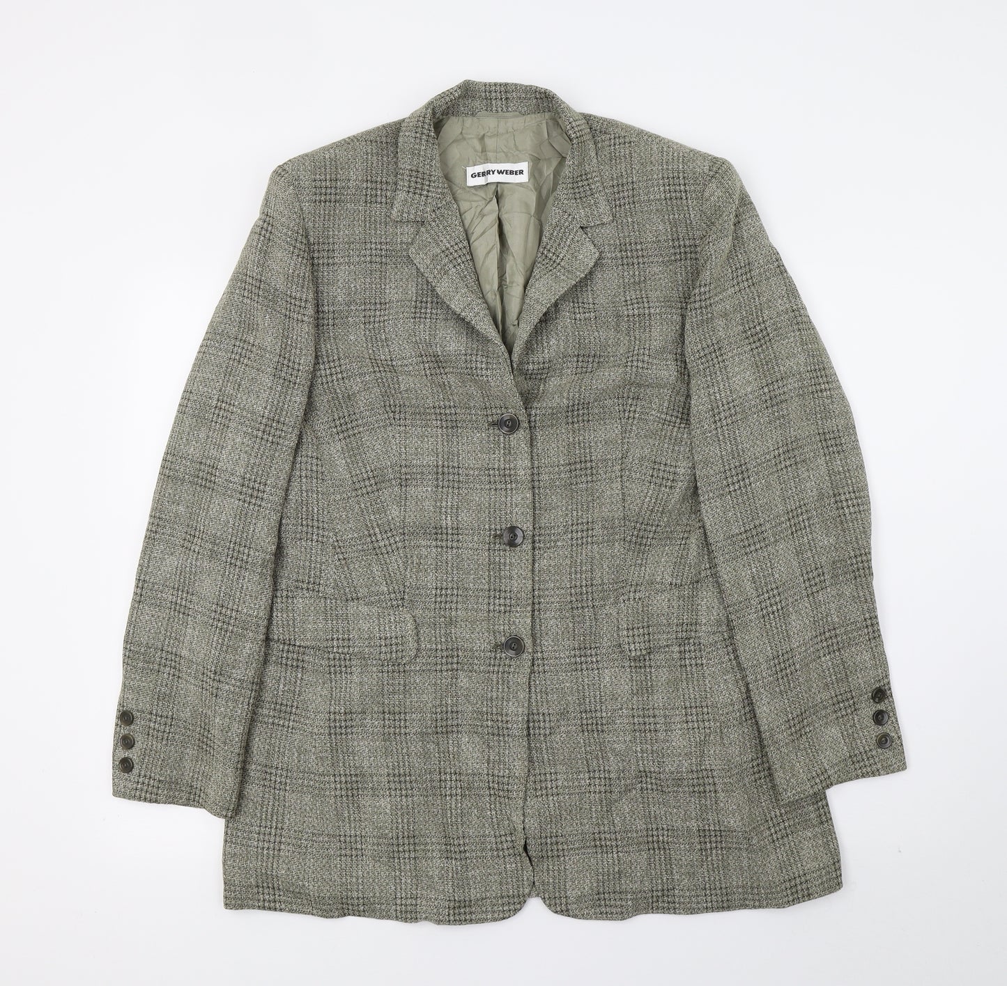 Gerry Weber Womens Green Check  Jacket Blazer Size 14