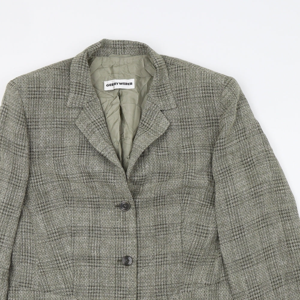 Gerry Weber Womens Green Check  Jacket Blazer Size 14