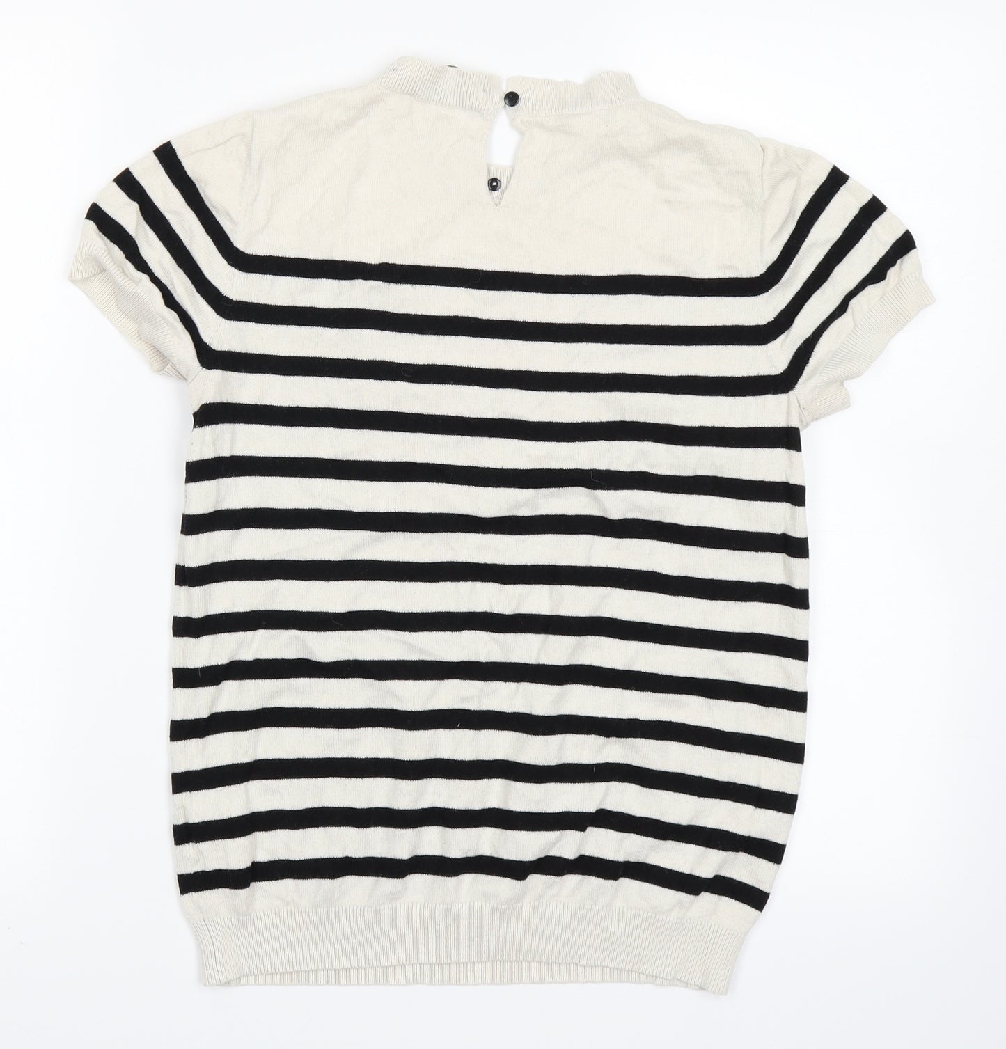 Oasis Womens White Striped  Pullover Jumper Size M