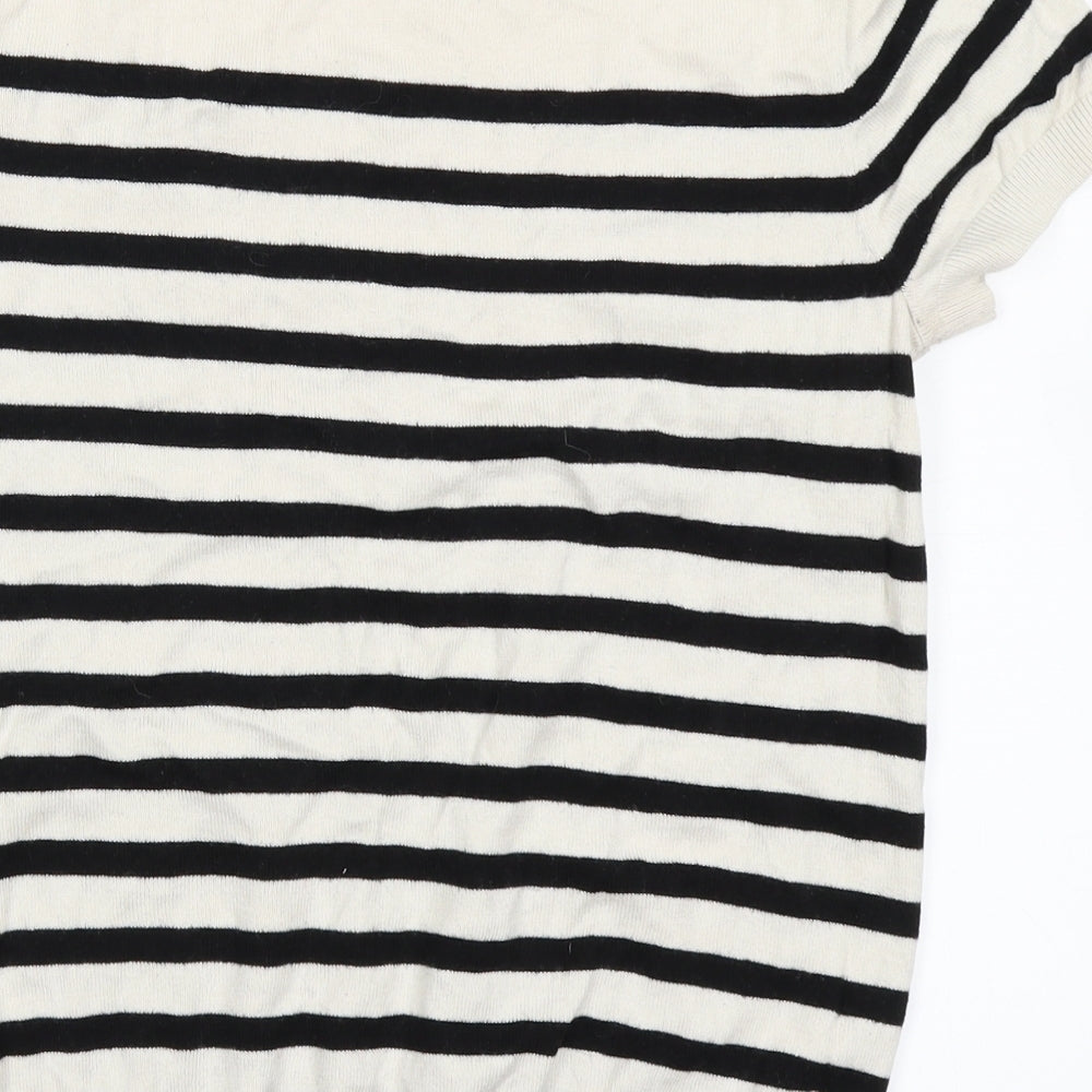 Oasis Womens White Striped  Pullover Jumper Size M