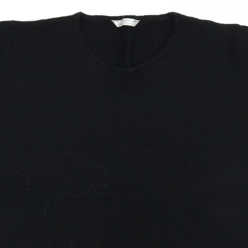 St Michael Womens Black  Knit Basic T-Shirt Size 10