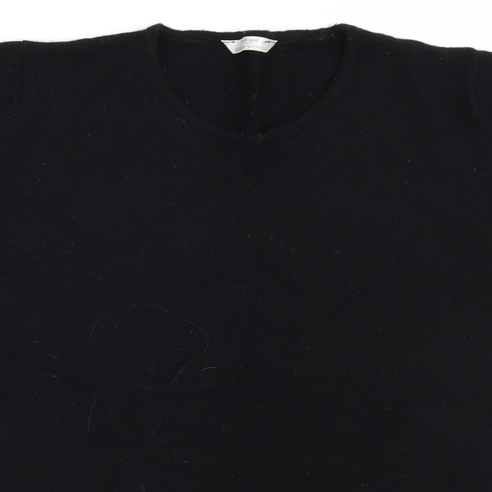 St Michael Womens Black  Knit Basic T-Shirt Size 10