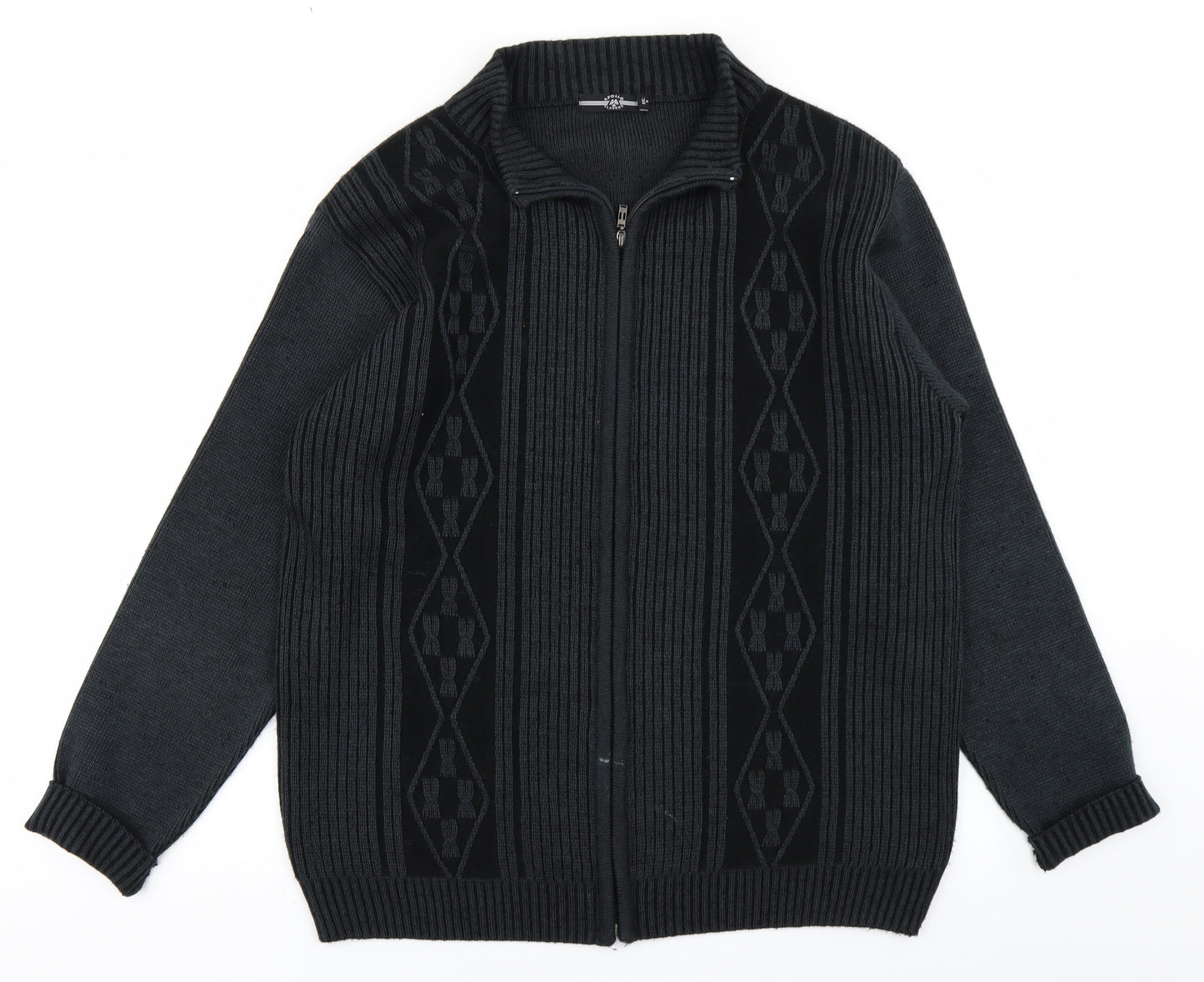Apollo Classics Mens Black  Knit Cardigan Jumper Size XL