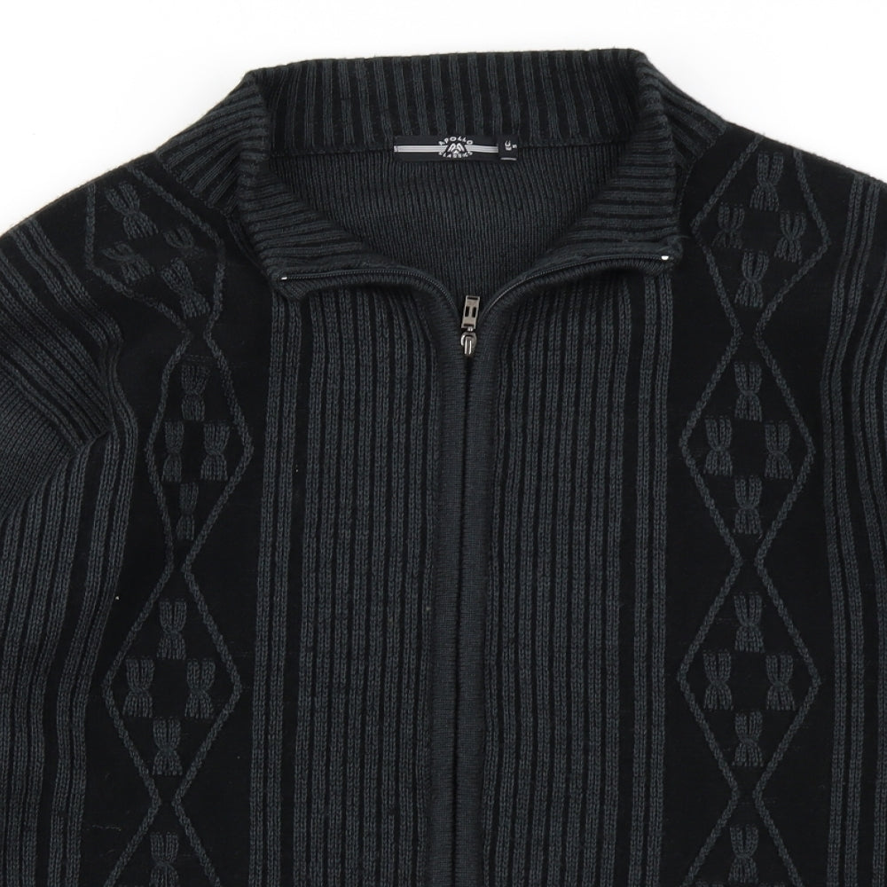 Apollo Classics Mens Black  Knit Cardigan Jumper Size XL