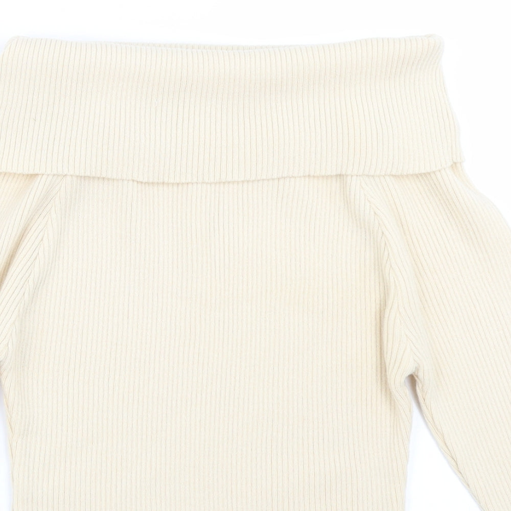 R Womens Ivory  Knit Pullover Jumper Size 10
