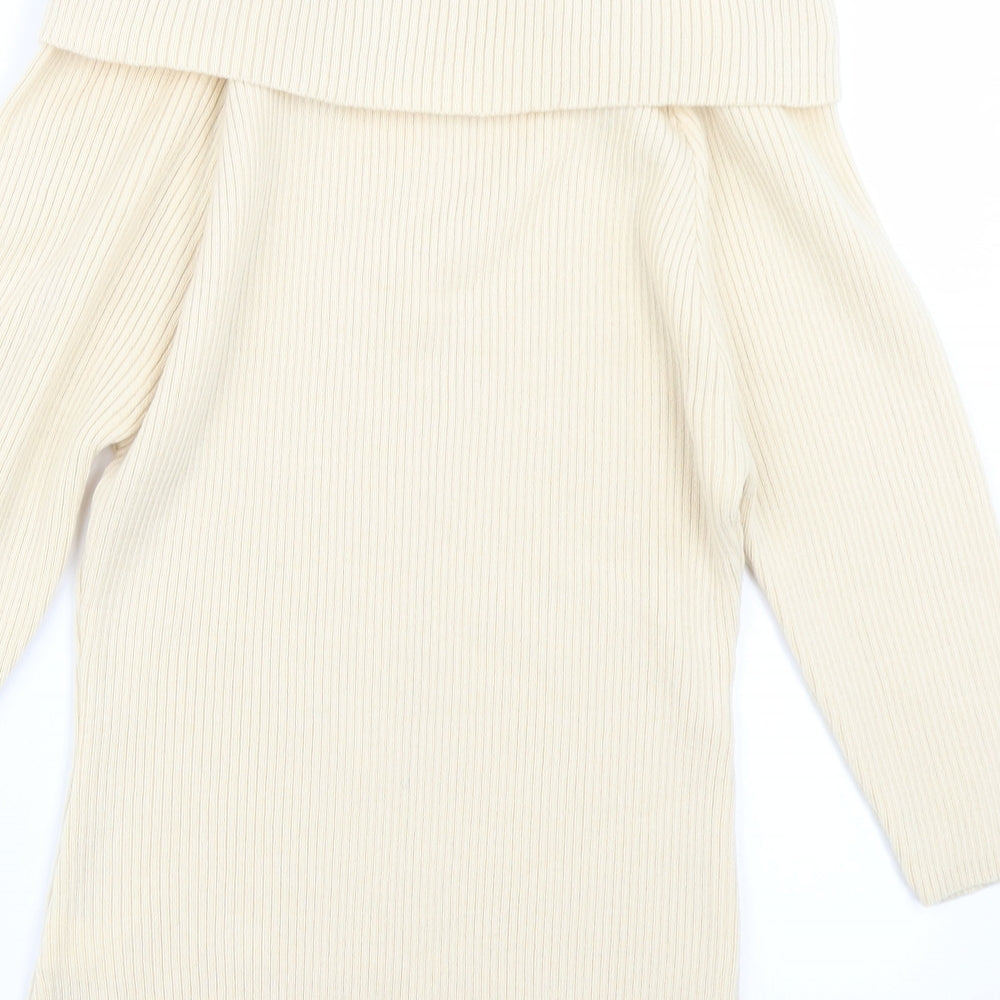 R Womens Ivory  Knit Pullover Jumper Size 10