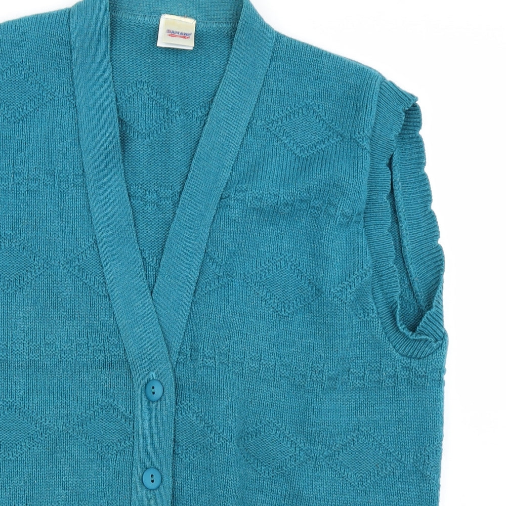 Damart Womens Blue  Knit Vest Jumper Size 16