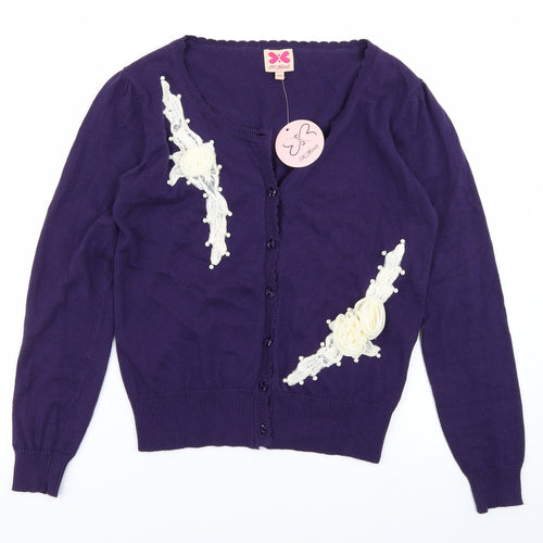 M Butterfly Womens Purple  Knit Cardigan Jumper Size S