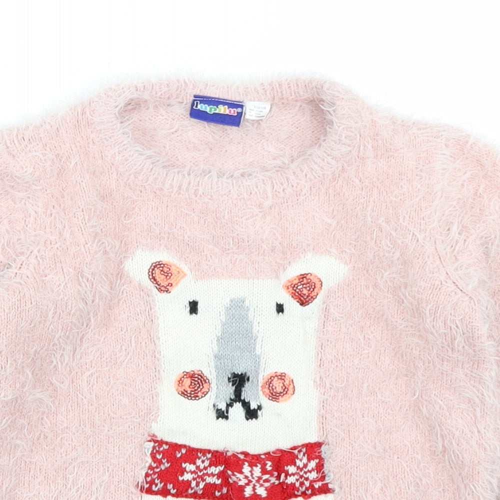 Lupilu Girls Pink  Knit Pullover Jumper Size 4-5 Years