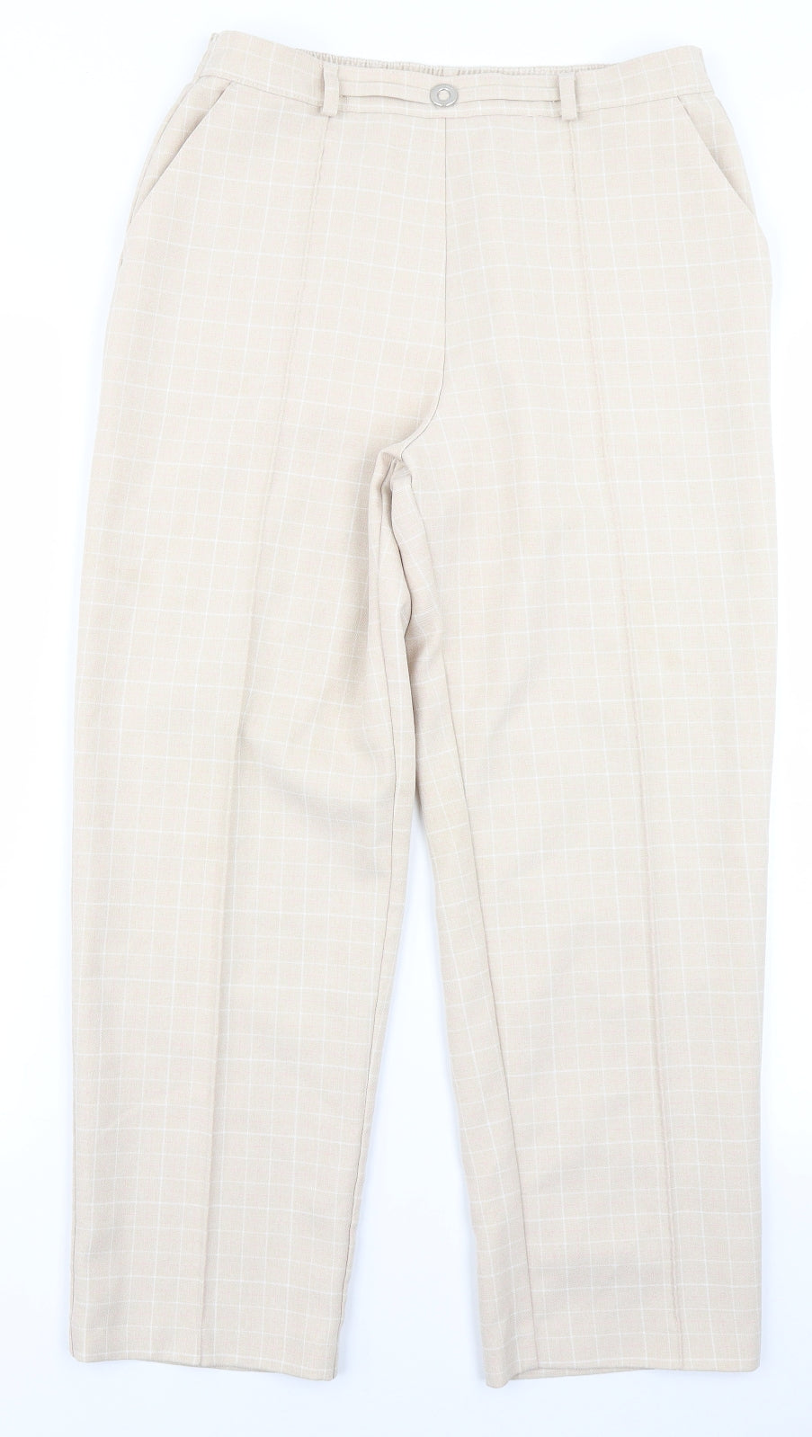 Marks & Spencer Womens Beige Plaid  Trousers  Size 12 L24 in