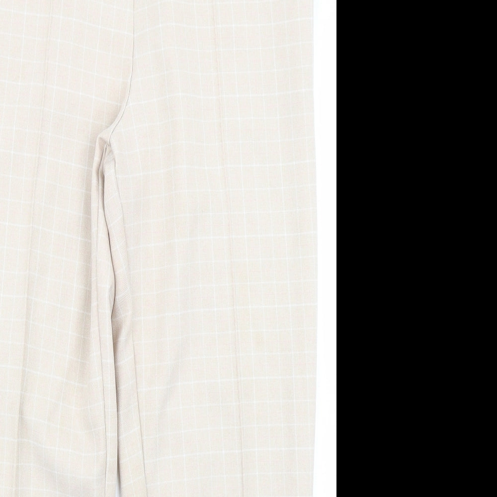 Marks & Spencer Womens Beige Plaid  Trousers  Size 12 L24 in