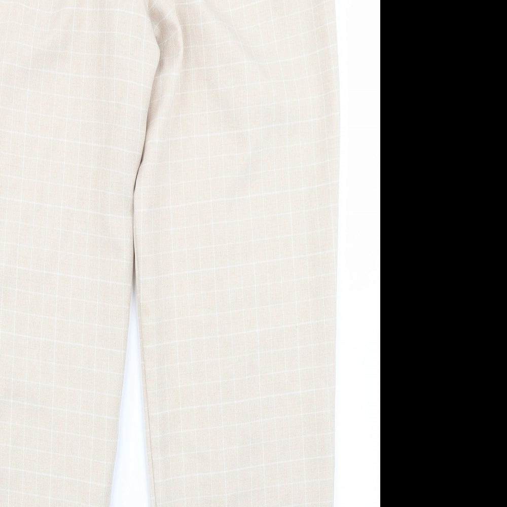 Marks & Spencer Womens Beige Plaid  Trousers  Size 12 L24 in