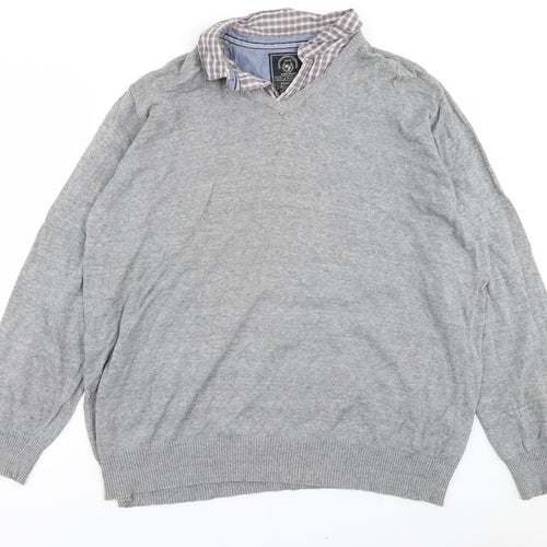 Easy Mens Grey  Knit Pullover Jumper Size XL