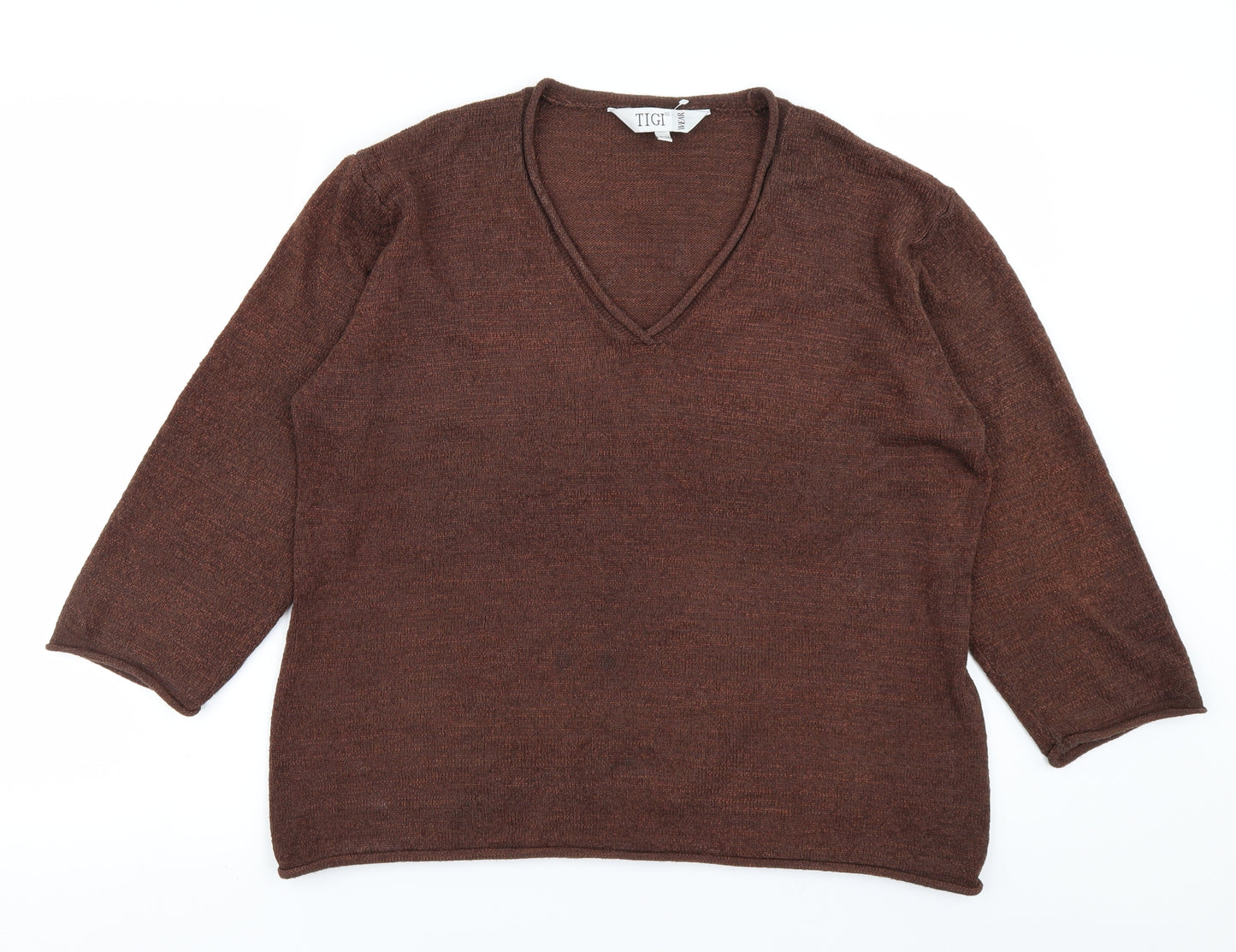 TIGI Womens Brown  Knit Pullover Jumper Size 22
