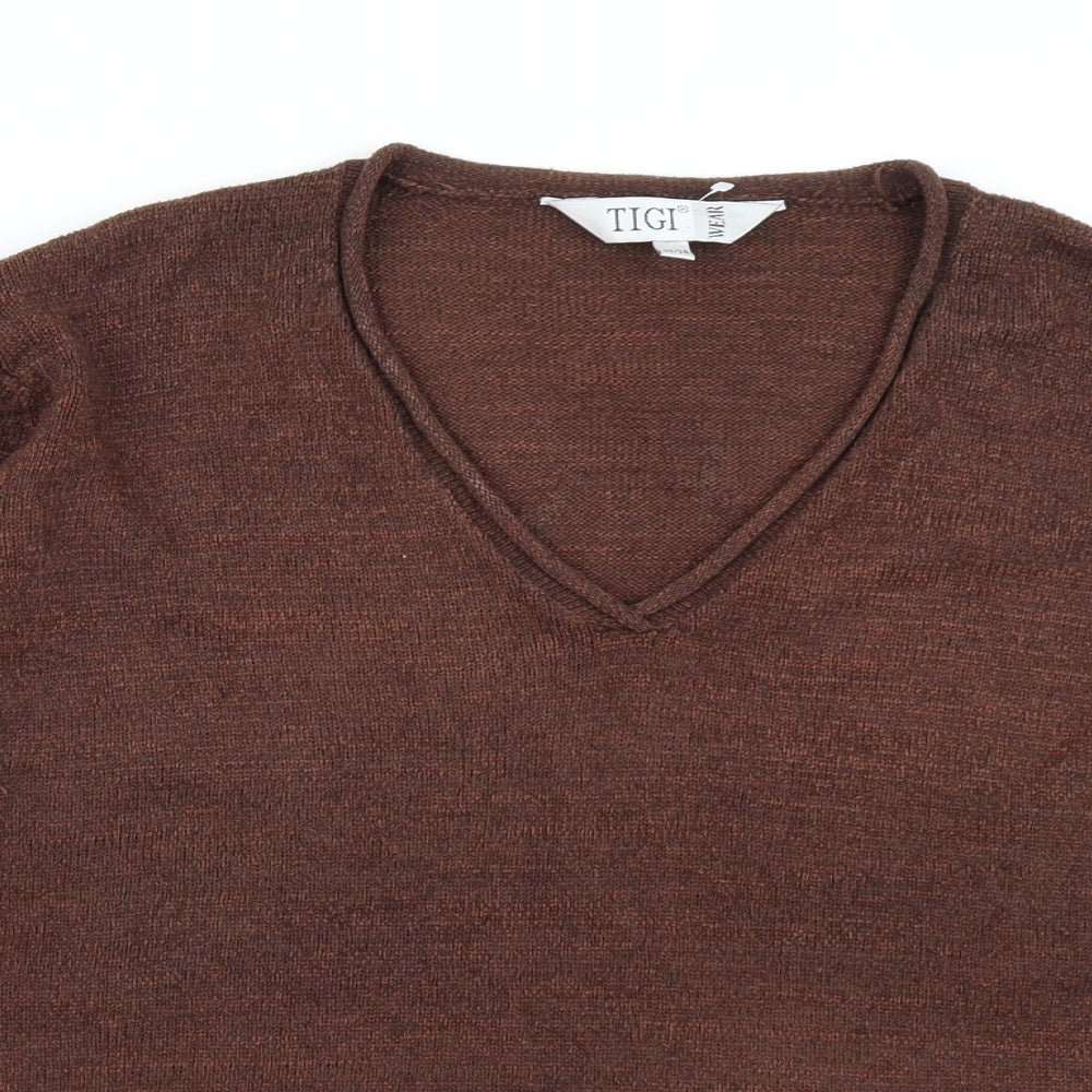 TIGI Womens Brown  Knit Pullover Jumper Size 22