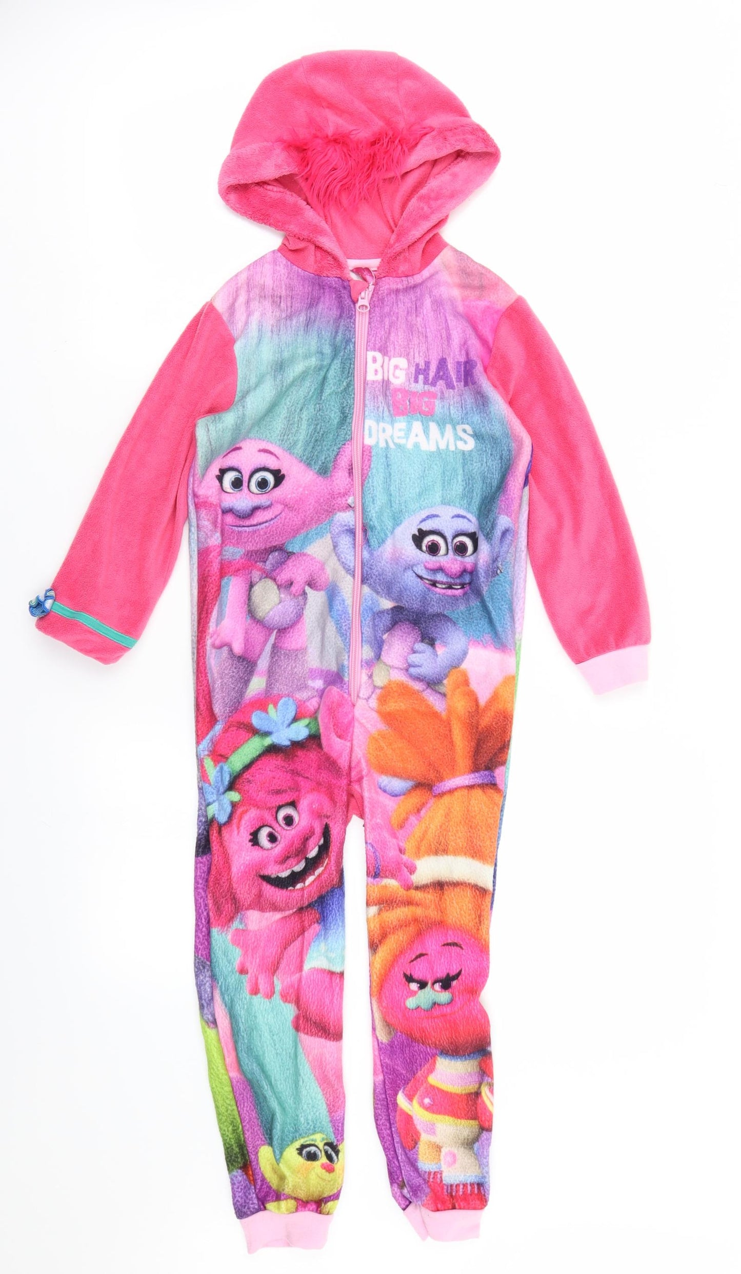 George Girls Pink Solid Fleece Top One Piece Size 6-7 Years  - Trolls