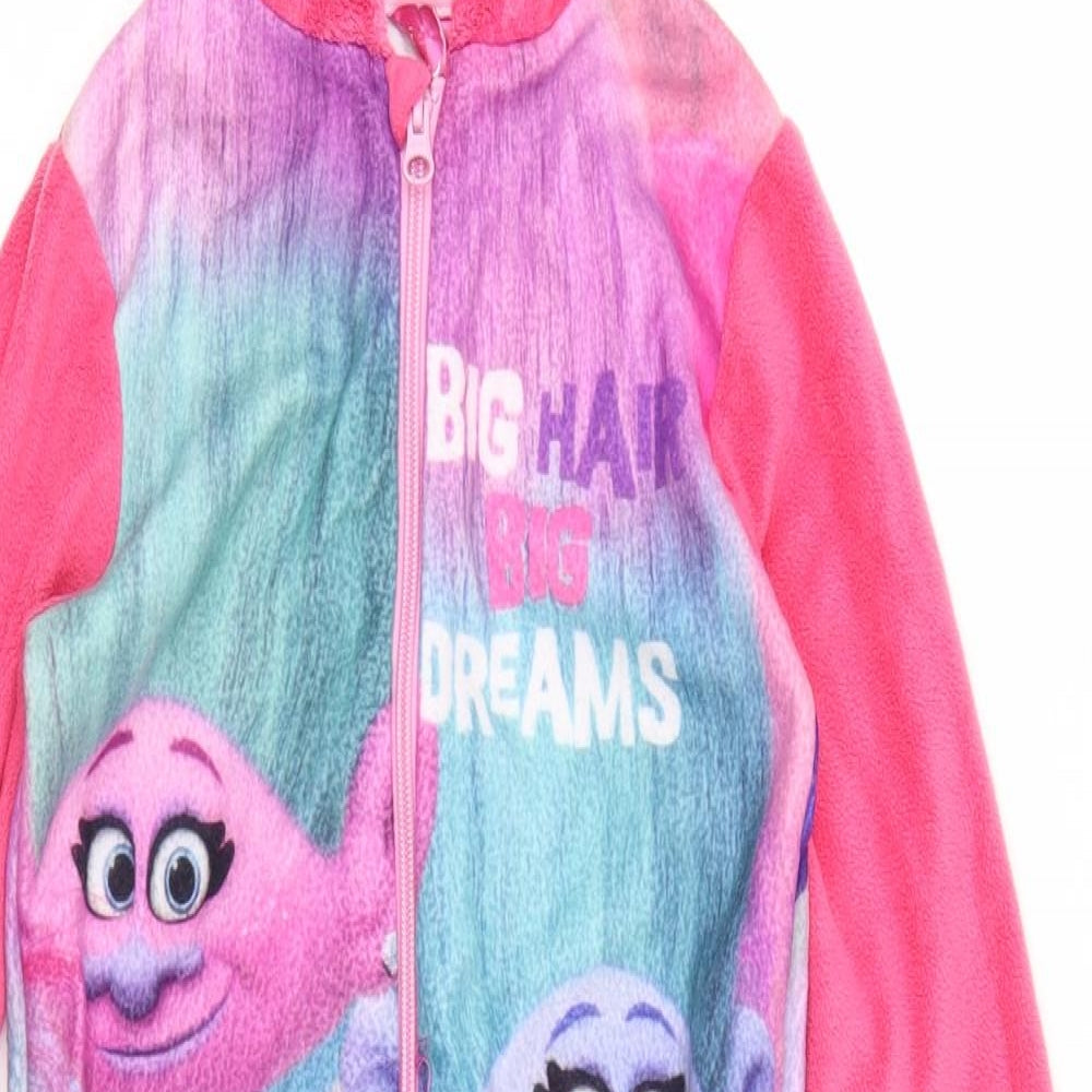 George Girls Pink Solid Fleece Top One Piece Size 6-7 Years  - Trolls