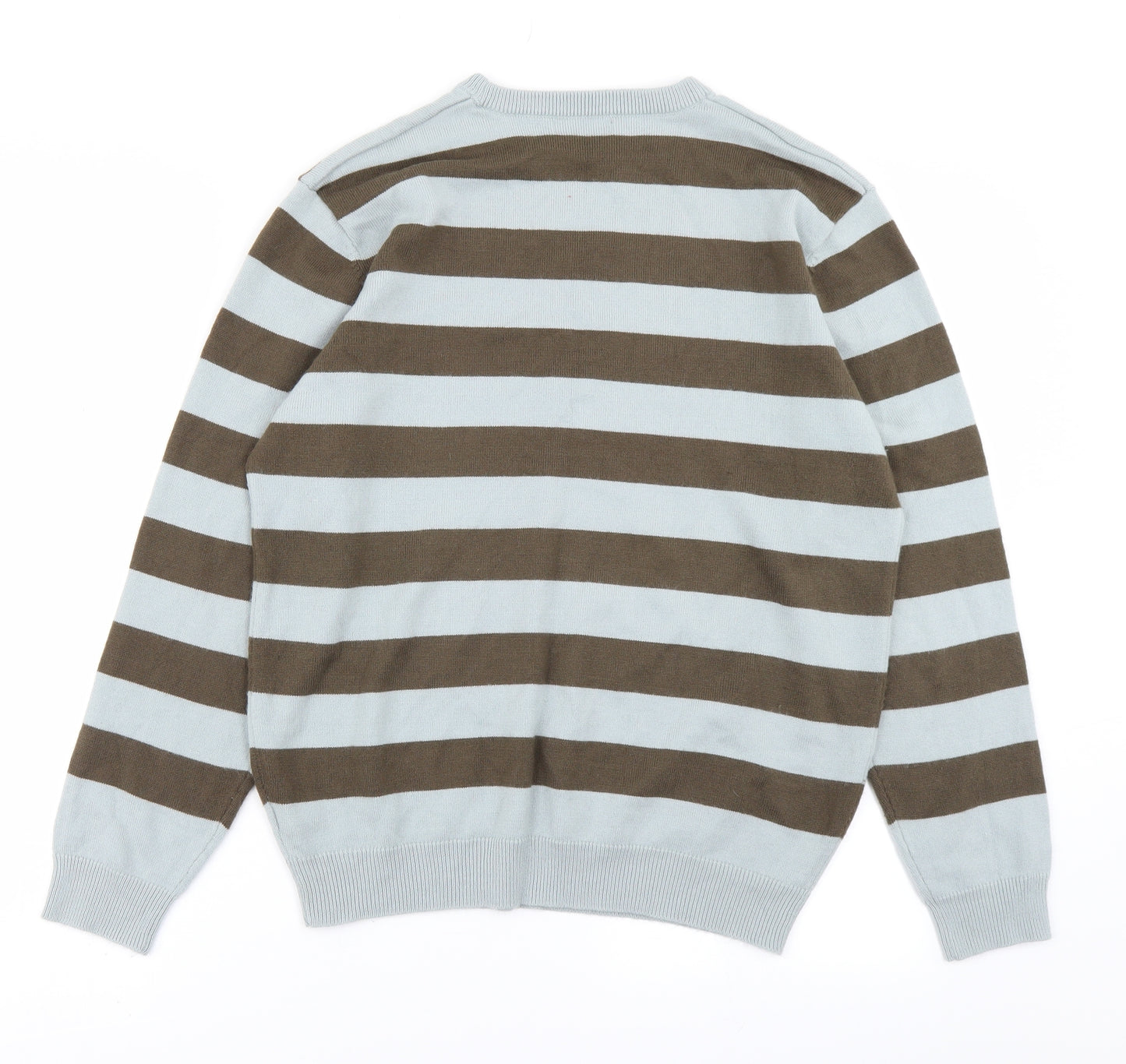 Cedar Wood State Mens Blue Striped Knit Pullover Jumper Size S