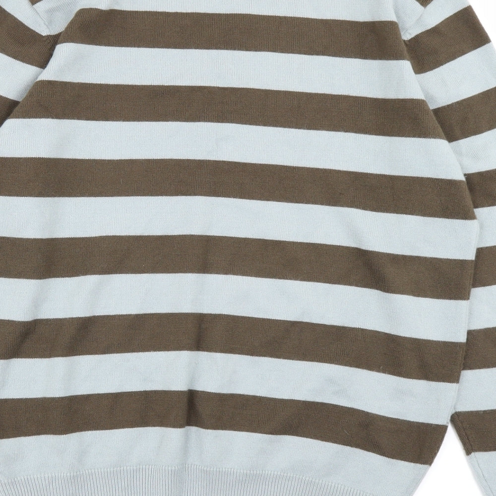 Cedar Wood State Mens Blue Striped Knit Pullover Jumper Size S